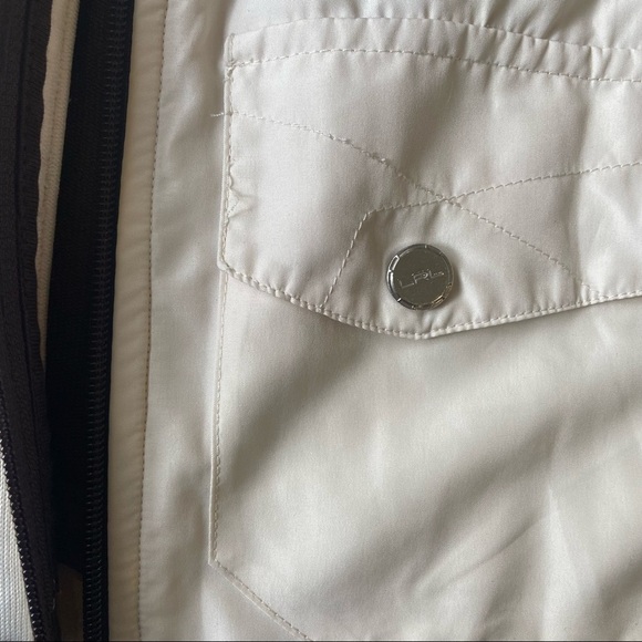 Lauren Ralph Lauren Active Women's Size Petite Med Track Jacket Off White/Brown - Picture 9 of 15
